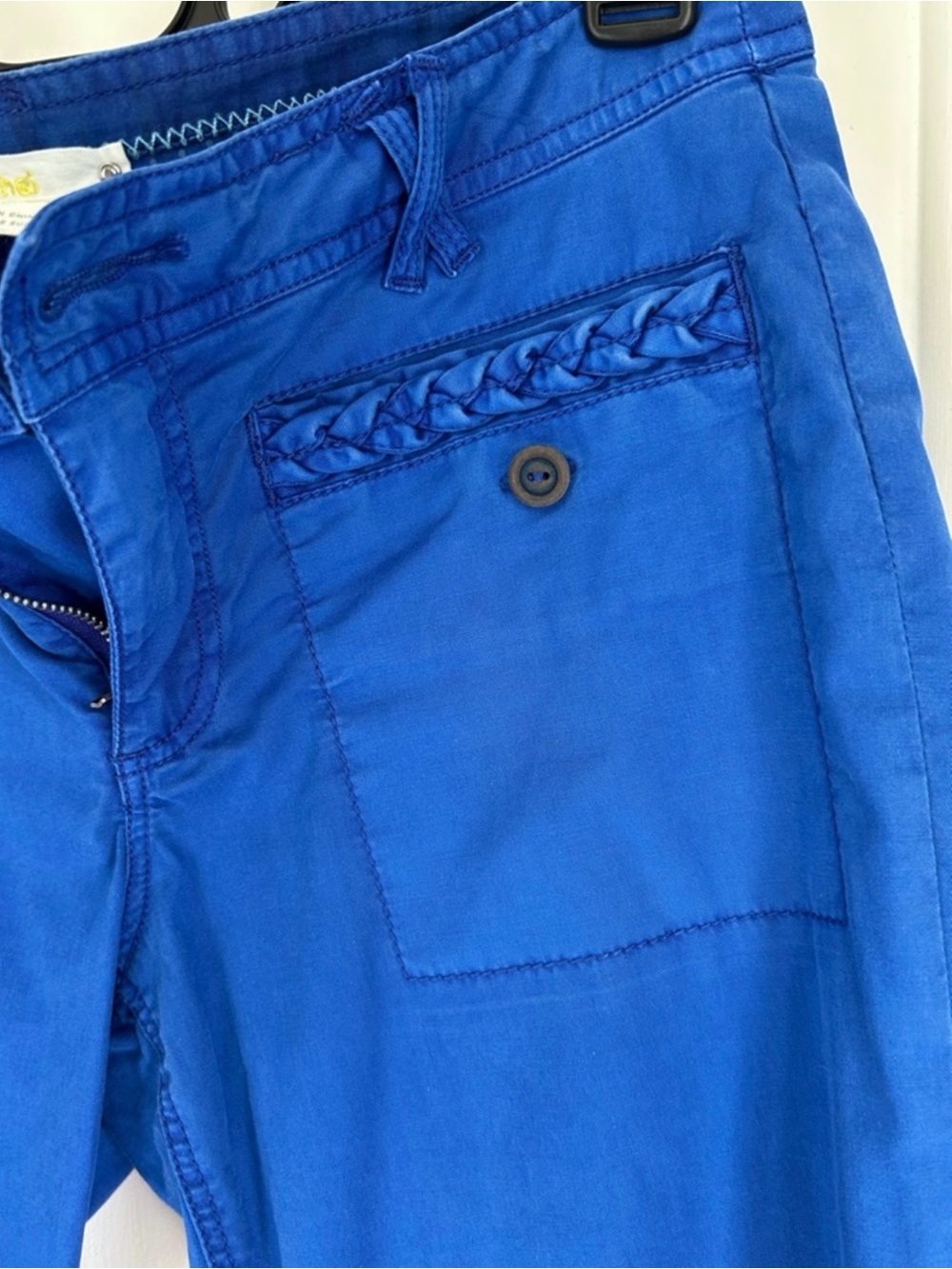 Anthropologie Hei Hei Vibrant Blue cropped Utility Pants EUC
